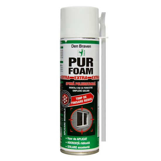 Spuma poliuretanica pentru montaj, cu aplicare manuala, Den Braven PU Foam Extra, 500 ml Spuma poliuretanica pentru montaj, cu aplicare manuala, Den Braven PU Foam Extra, 500 ml