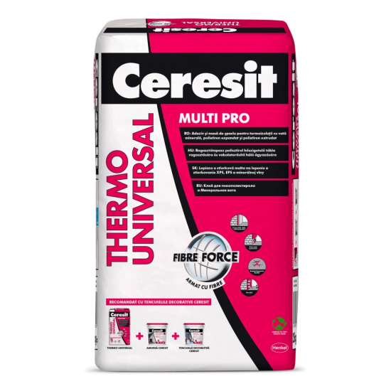 Adeziv polistiren / vata minerala, Ceresit Thermo Universal, interior / exterior, 25 kg Adeziv polistiren / vata minerala, Ceresit Thermo Universal, interior / exterior, 25 kg
